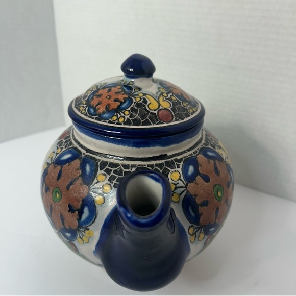 VTG Talavera Mexican Pottery Casa Rugerio Puebla Teapot Handpainted Floral - Picture 2 of 6